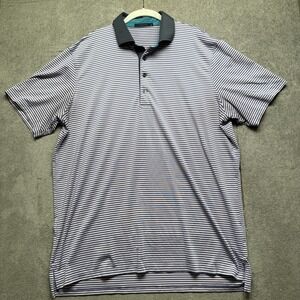 Greyson Men's‎ XL Purple Striped Polo Shirt Performance Golf Stretch Wolf Logo
